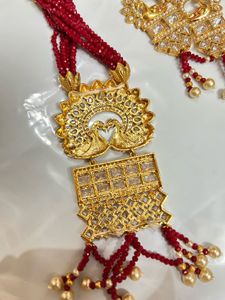 Elegant Gold &amp; Red Indian Jewelry Set