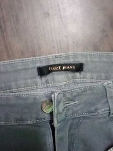 Gray Denim Jeans With Duptta