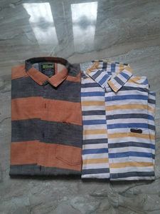 Stripped Branded Shirt Combo Size XL M SET
