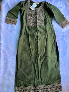 Olive Green Embroidered Suit