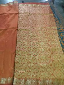 Elegant Orange Silk Saree