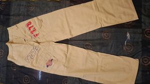 BEIGE WIDE LEG CARGO JEANS(HIGH-WAIST)