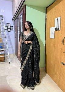 Elegant Black Saree with blouse
