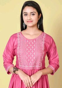 Pink Embroidered Kurta