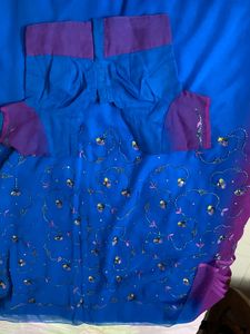 Blue Purple Party Wear Saree
