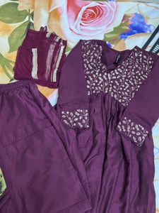 Women Embroidered Straight Kurta Set