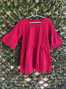 Pink Cutout Bell Sleeve Top