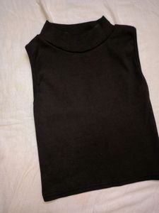 Sleeveless Black Mock Neck Top