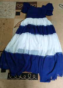 Blue & White Striped Dress Size- Medium