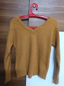 Mustard V-Neck Knit Sweater