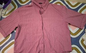 Pink Textured Button-Up Shirt