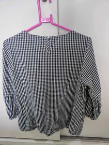 Checkered Embroidered Top