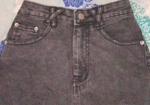 Gray Denim Mini Skirt