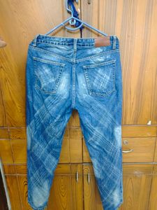 Patterned Denim Jeans