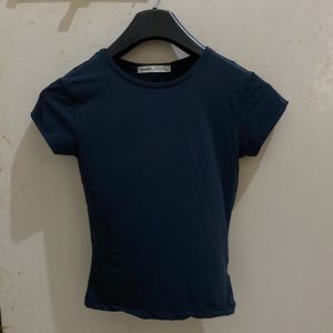 Navy Blue Round Neck Stretch able Tshirt
