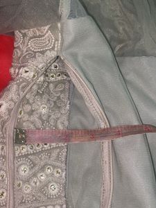 Green Embellished Gown With Jacket, Belted Look