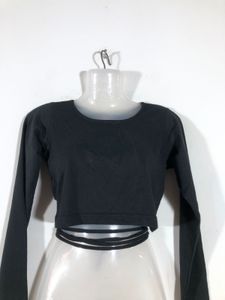 Black Long Sleeve Crop Top