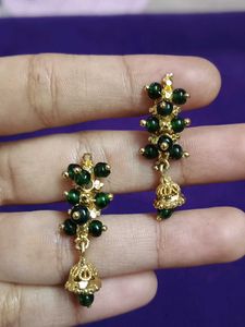 Green Jhumka Earrings