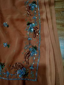 Elegant heavy Peach Saree