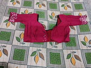 Burgundy &amp; White Print Fabric With Blouse