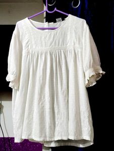 White Swiss Dot Peasant Top - WAX