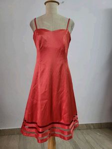 Coral Satin A-Line Dress