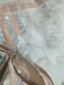 Peach And Off White Saree