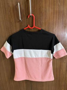 Color Block Tee - Pink, White &amp; Black