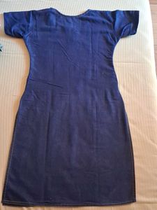 Denim Mini Dress with Zipper