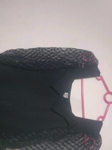 WomenMid Length Frock With Netted Puff Hand Sleeve