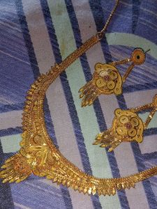 Elegant Gold-toned Necklace and Earring Set