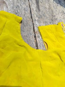 Beautiful Blouse Lemon Yellow Full Back Work