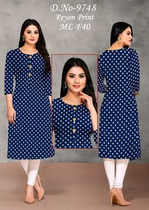 Black Red Blue &amp; White Print Kurti