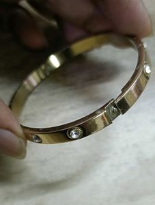 Gold Bangle with Crystal Accents