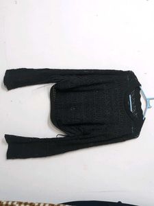Black Crochet Knit Top
