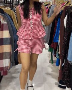 Cherry Gingham Bow set playsuit