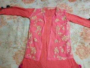 Pink Colour Kurti With Jacket 💗