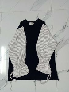 Unique Striped Sleeve Knit Top