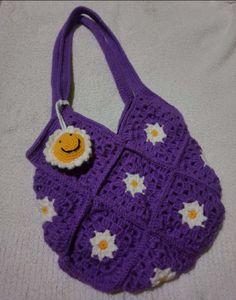 Purple Crochet Daisy Bag🌷🌸