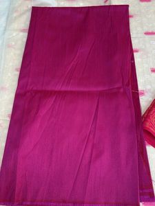Cream and Bright Pink Banarasi suit