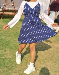 Blue Polka Dot Mini Dress