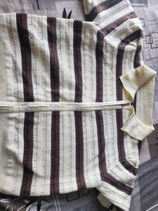 Striped Zip Up Polo Shirt