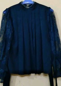 Green Net Sleeves Top