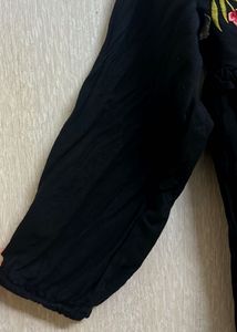 Black Embroidery Boho Top