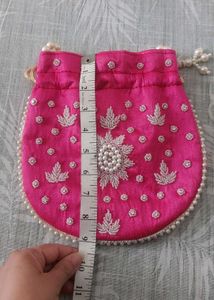 Pink Beaded Potli Bag