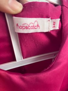 Hopscotch Pink Frock Sleevess For 2-4 Year