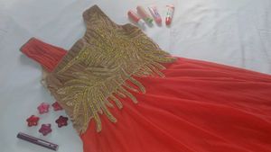 Elegant Orange Ethnic Gown