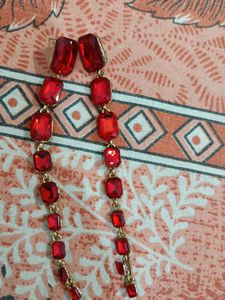 Red Gemstone Dangle Earrings