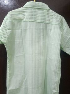 Light Green Striped Casual Shirt