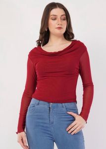 Stylish Red Long Sleeve Top